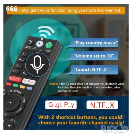 Дистанционно за телевизор Sony, подходящо за различни LCD модели от 43 до 85 инча., снимка 7 - Дистанционни - 53249951