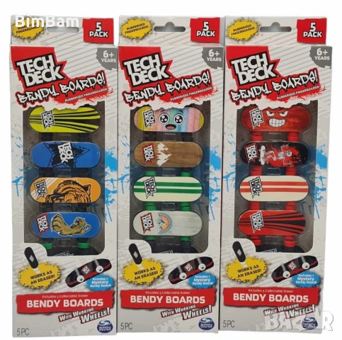 Комплект мини скейтборди TECH DECK /  Bendy Boards - 5 броя, снимка 1 - Коли, камиони, мотори, писти - 42889117