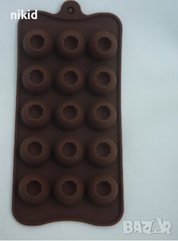 топчести кръгове топче с вдлъбнатина силиконов молд за шоколадови бонбони шоколад пралини, снимка 4 - Форми - 38401172