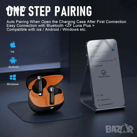 ZIPFORCE безжични слушалки в ухото, Bluetooth 5.3, Touch Control, IPX6, черни, снимка 7 - Безжични слушалки - 47333558