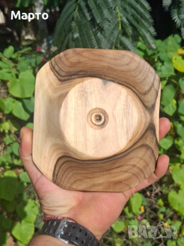 Ръчно изработена купа от орех за ядки – уникална шарка, пчелна вакса, снимка 4 - Други - 51683605
