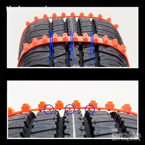 Вериги PVC – 10 броя комплект универсални противохлъзгащи вериги за сняг и лед, снимка 4 - Аксесоари и консумативи - 51888733