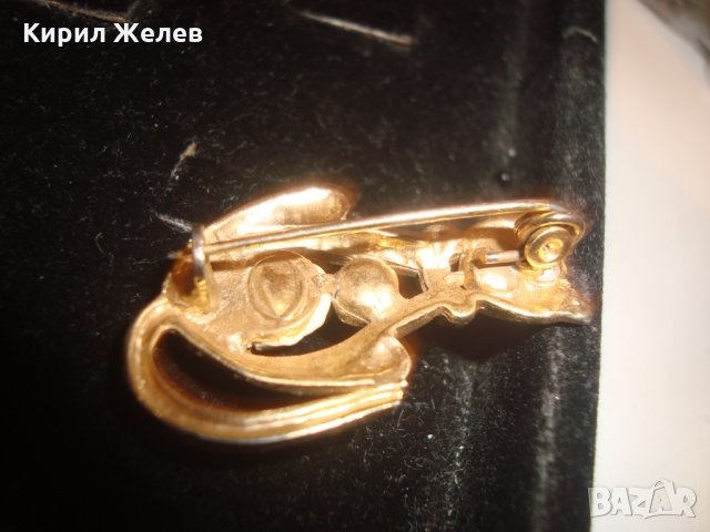 БРОШКА КОТКА с ПОЗЛАТА МЕДНА с КАМЪНИ ВИНТИДЖ АРТ ДЕКО БИЖУ 3736, снимка 2 - Други - 30637317