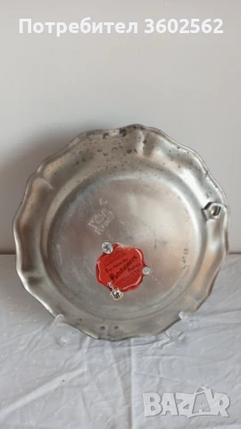 Белгийска декоративна чиния от калай, снимка 3 - Пана - 50627295