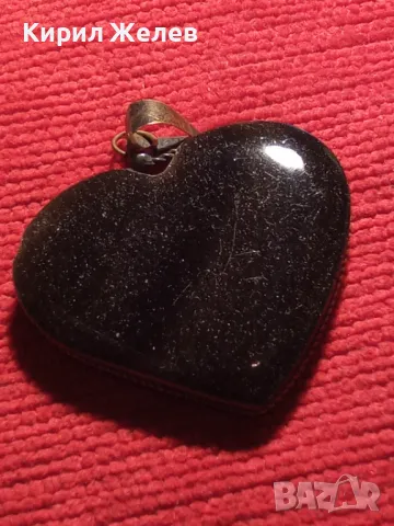 СТАР СЪРЦЕВИДЕН РЕТРО АРТ МЕДАЛЬОН от ШЛИФОВАН ПОЛУСКЪПОЦЕНЕН КАМЪК и БРОНЗ МАЙСТОРСКА РАБОТА 39808, снимка 9 - Антикварни и старинни предмети - 46504070