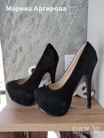Дамски велурени обувки на висок ток, снимка 2 - Дамски обувки на ток - 37010202