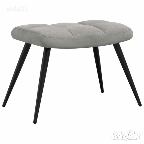 vidaXL Релаксиращ стол с табуретка, светлосив, кадифе, снимка 8 - Столове - 56146806