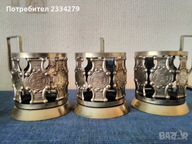 Стакани за чай,посребрени и изработен от мелхиор , снимка 2 - Сервизи - 40696346