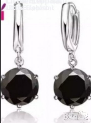 Сребърно колие с ланче/Сребърни висящи обеци с кристали,black/нови, снимка 2 - Колиета, медальони, синджири - 37944967