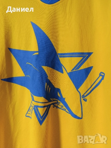 San Jose Sharks Jersey Yellow NHL Hockey Warriors , снимка 3 - Зимни спортове - 52449516