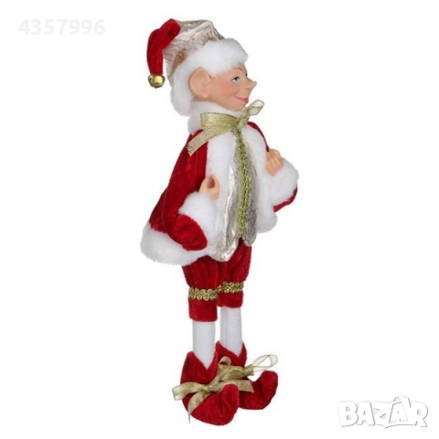 Коледна висяща фигура елф с червен кадифен костюм, 30см, снимка 3 - Декорация за дома - 52393587