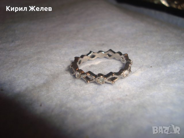 КРИСТАЛЕН АЖУРЕН КРАСИВ ФИН СРЕБРИСТ ПРЪСТЕН ТИП ХАЛКА 27664, снимка 6 - Пръстени - 37515796