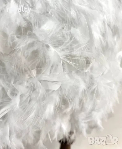 Бяла рокля с естествени пера , снимка 4 - Рокли - 49492478