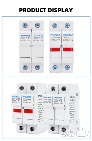 Taxnele 2P паралелен DC държач за предпазители за соларни фотоволтаични системи 10*38 мм DC 1000V, снимка 6 - Друга електроника - 52702189