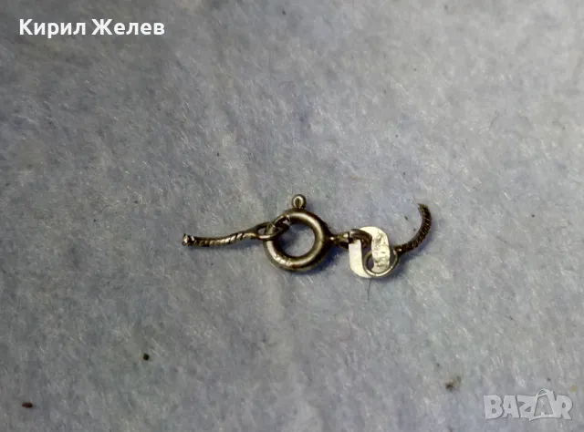 СТАРА СРЕБЪРНА ЗАКОПЧАЛКА СРЕБРО 925 с БЯЛА ПОЗЛАТА КАРАБИНКА За ГРИВНА КОЛИЕ ВЕРИЖКА 49919, снимка 3 - Други - 49517943