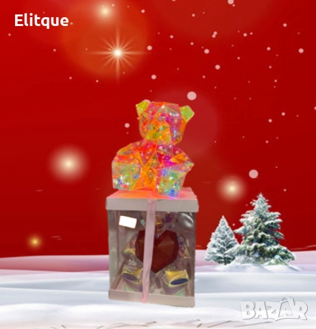 Светещо коледно мече с ефектен дизайн – празнична магия в кутия, снимка 3 - Подаръци за жени - 52832175