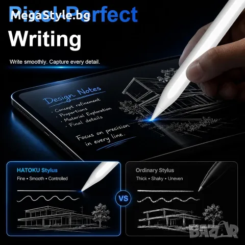 Стилиус писалка HATOKU за Apple iPad (2018–2026) – Бяла, снимка 8 - Аксесоари за Apple - 55725101