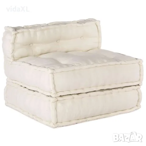 vidaXL Модулен диван Текстил Кремаво 210 x 140 x 56 см, снимка 4 - Дивани и мека мебел - 56147001