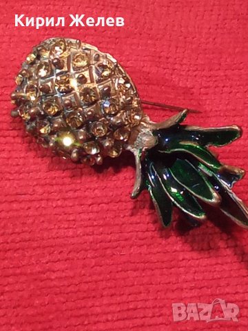 КРАСИВА ПОЗЛАТЕНА АРТ БРОШКА - АНАНАС с КРИСТАЛИ 18945, снимка 2 - Други - 31230581