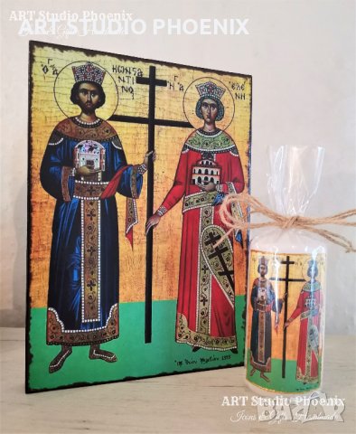 Икона на Св. Св. Константин и Елена icona Sv. Sv. Konstantin i Elena, снимка 5 - Икони - 14434227