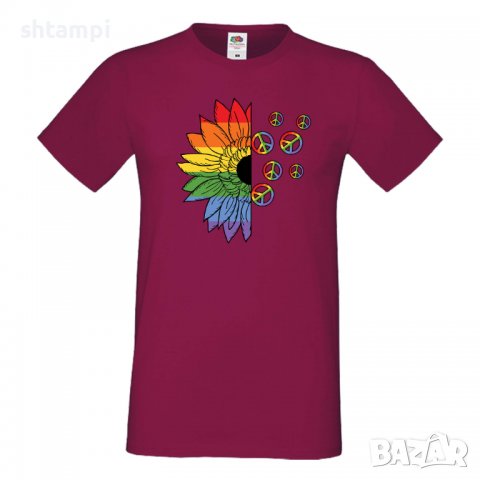 Мъжка тениска Pride Sunflower Peace multicolor Прайд,Празник.Повод,Изненада, снимка 3 - Тениски - 37105106