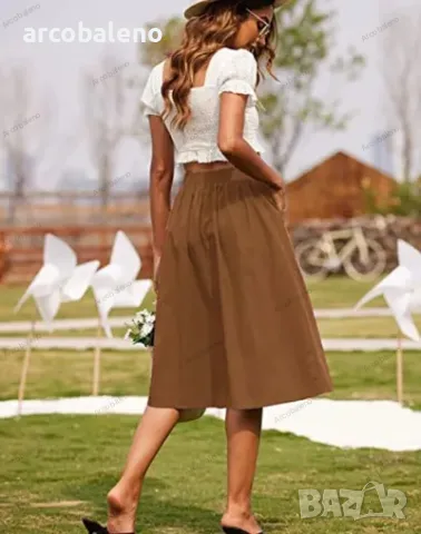 Ежедневна дамска пола с копчета и висока талия, 5цвята , снимка 5 - Поли - 48996172