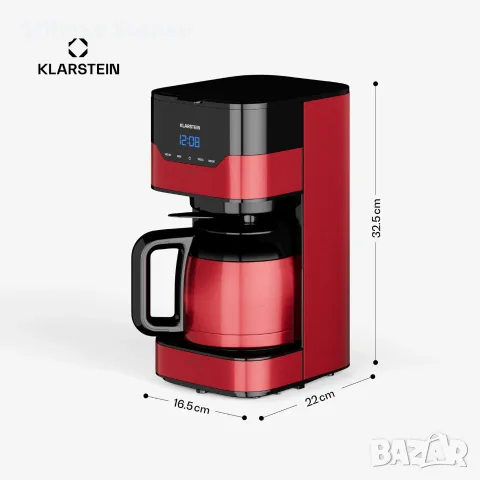 Кафемашина Klarstein Arabica 800W, EasyTouch контрол, Черевена/, Капацитет 1,2л