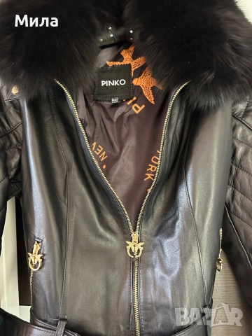 Pinko шикозно яке от естествена кожа, снимка 10 - Якета - 51764492