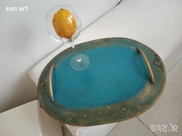 арт- плато  за сервиране в тюркоазеносиньо, снимка 5 - Декорация за дома - 34145732