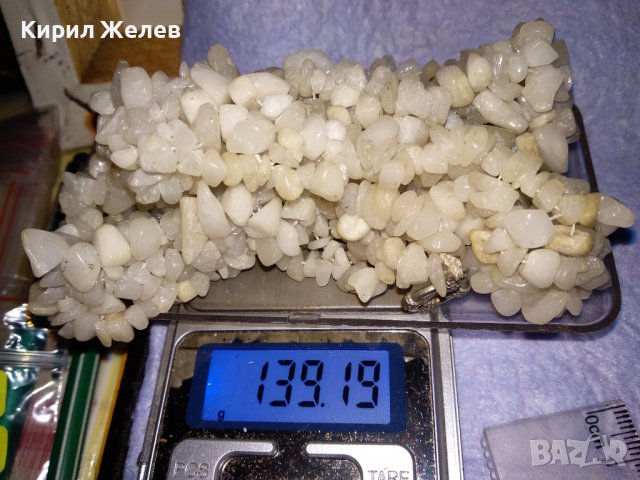 ПРЕКРАСНО КОЛИЕ ОГЪРЛИЦА от НАТУРАЛЕН БЯЛ ОПАЛ КАМЪЧЕТА РЪЧНО НАНИЗАНИ 34675, снимка 4 - Колиета, медальони, синджири - 39190636