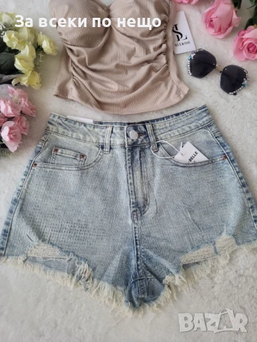 Дамски Къси Дънкови Панталонки С Прозрачни Камъчета🔝Дамски Къси Дънки Код BS-38, снимка 3 - Къси панталони и бермуди - 51242622