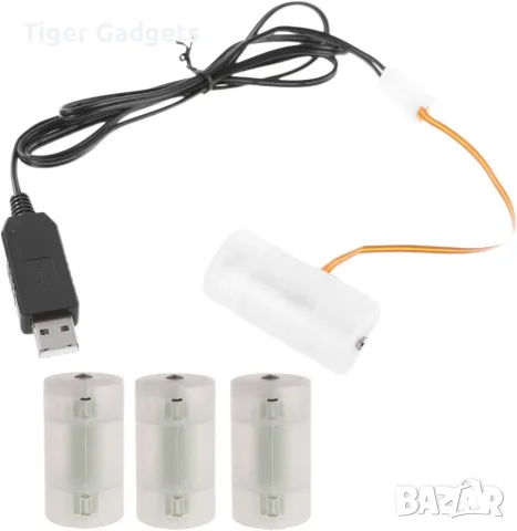 USB към 6V LR14/C Battery Eliminator – захранващ адаптер с 3 батерии и кабел, снимка 3 - Кабели и адаптери - 56068644