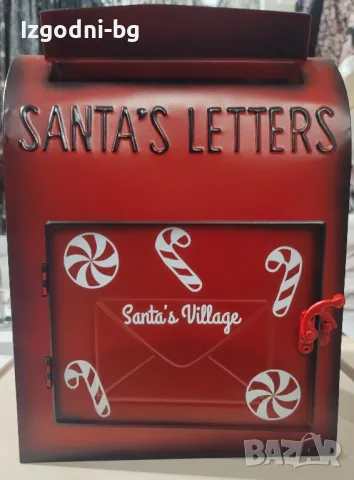 Метална коледна кутия "Santa's letters"  с отваряща се вратичка, снимка 8 - Декорация за дома - 47709243