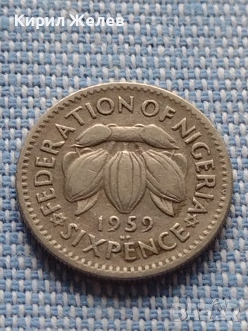 Монета 6 пенса 1959г. Нигерия кралица Елизабет втора 41105, снимка 2 - Нумизматика и бонистика - 42802154