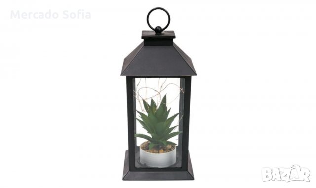 Декоративен фенер - Черен с алое и LED , снимка 3 - Декорация за дома - 31567809