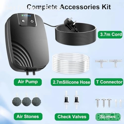 Нов Аератор за езеро и аквариум 40dB с батерия и въздушни камъни Кислородна помпа, снимка 5 - Други - 54197672