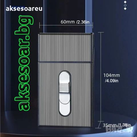 Табакера кутия за 20 цигари с водоустойчива и влагоустойчива електронна запалка с волфрамова тел, снимка 10 - Табакери - 53123197