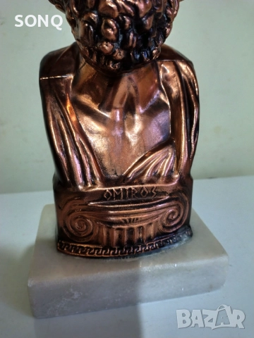 Страхотен Бронзов Бюст На Омир, снимка 4 - Антикварни и старинни предмети - 52634358