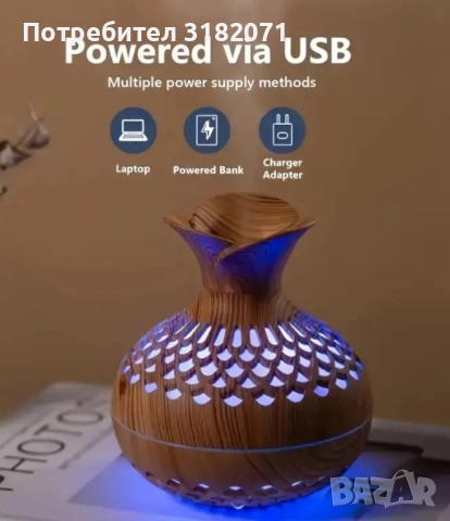 Арома дифузер с LED осветяване и 300мл обем, снимка 11 - Други - 52154499