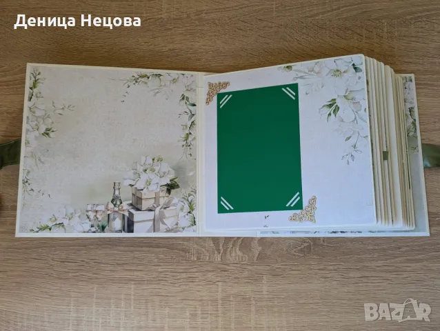Ръчно изработен сватбен албум за снимки и сватбена картичка, снимка 4 - Сватбени аксесоари - 49736471
