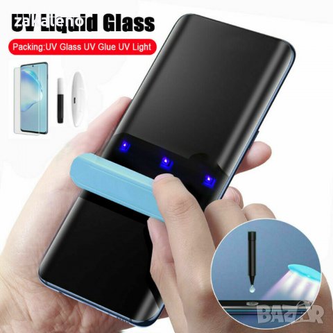 3D UV стъклен протектор за LG G7 ThinQ V30 V35 V40 V50 Sony Xperia XZ3, снимка 1 - Фолия, протектори - 37990370
