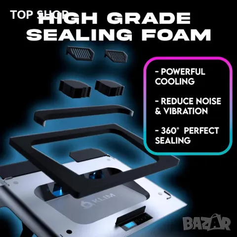 Охлаждаща подложка за лаптоп KLIM Everest, турбо вентилатор 4300 RPM, 14-17.3 инча, снимка 4 - Лаптоп аксесоари - 49511623