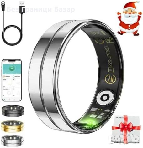 Нов смарт пръстен с фитнес тракер и сън монитор за мъже и жени подарък, снимка 8 - Други - 52503410