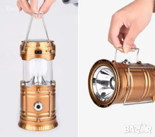 Къмпинг LED фенер, ABS, Соларно/USB зареждане, Златис - SH-5800T, снимка 7 - Къмпинг осветление - 48349373