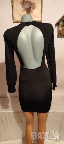 Елегантна черна къса рокля с гол гръб р-р S, снимка 10 - Рокли - 39226602