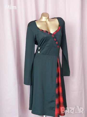 XL Черна рокля с дълъг ръкав , снимка 3 - Рокли - 52427798