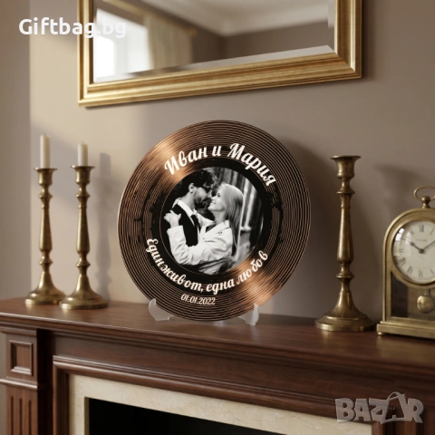 Персонализирана дървена плоча „Black & Gold Romance“, снимка 2 - Декорация за дома - 54316118