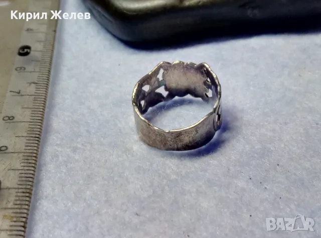 СТАРИНЕН РЪЧНО ФЛОРАЛНО ОРНАМЕНТИРАН СРЕБЪРЕН ПРЪСТЕН ВИСОКА ПРОБА СРЕБРО МАЙСТОРСКА РАБОТА 50066, снимка 12 - Антикварни и старинни предмети - 50335652