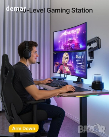 Стенна стойка за монитор monTEK ултрашироки екрани 17–57 инча,до 27 кг, снимка 7 - Стойки, 3D очила, аксесоари - 52280600