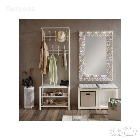 Черна метална закачалка-185х32х67 см./метална закачалка с три рафта, снимка 8 - Етажерки - 44181130